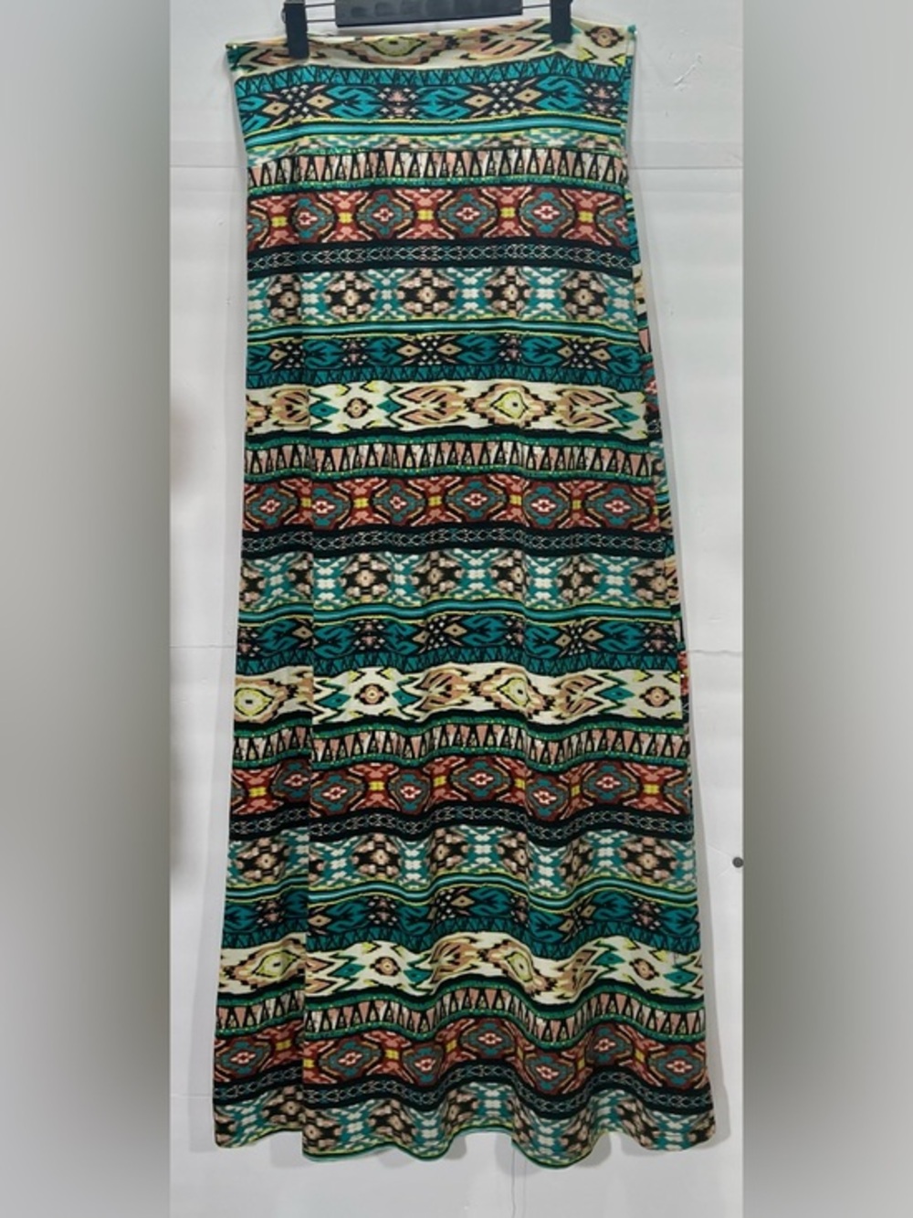 HeartSoul Teal Aztec-Pattern Maxi Skirt